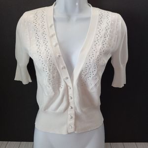 J. Jill Floral Embroidered Eyelet Cardigan